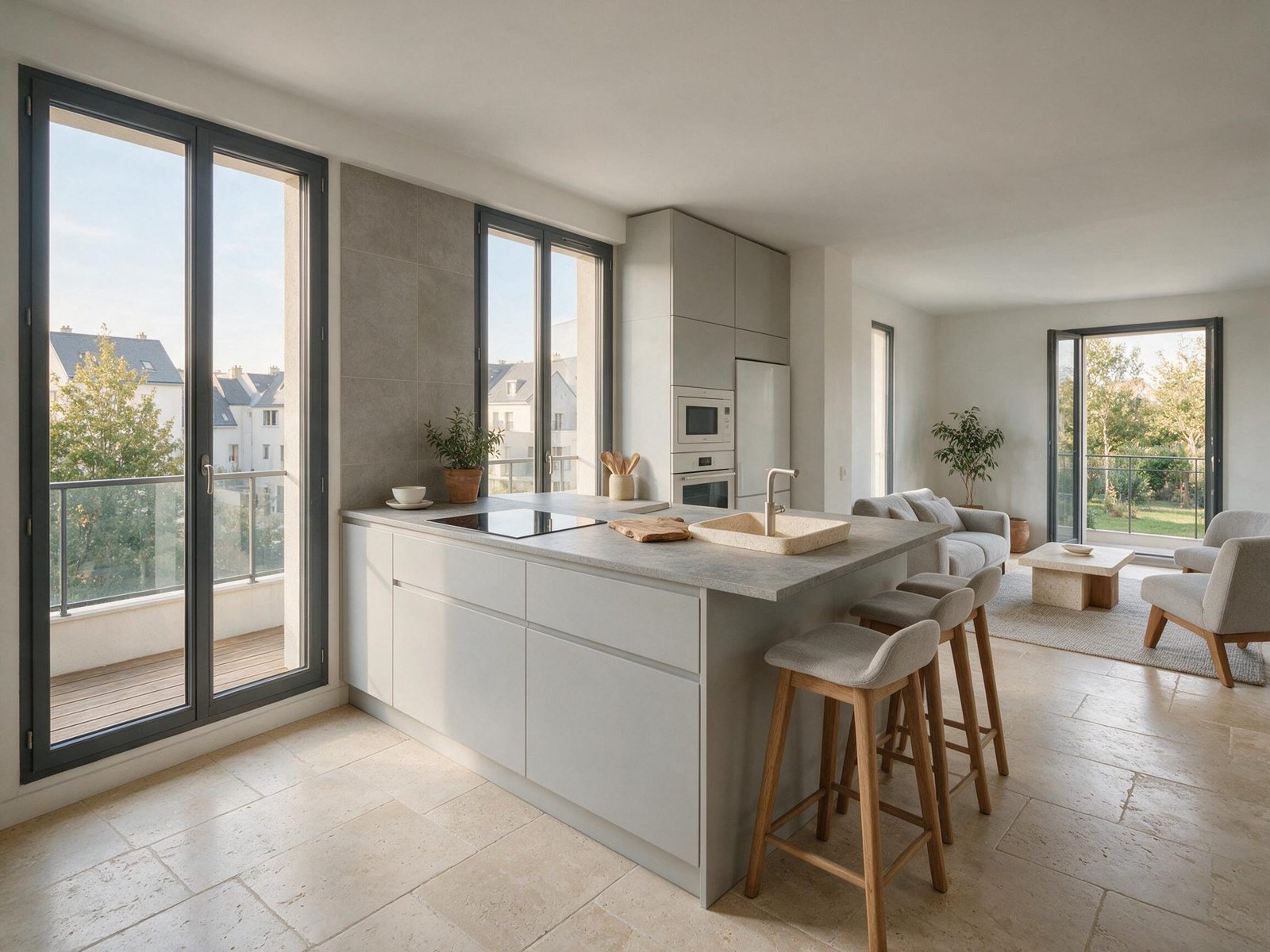 Cuisine équipée d'un logement neuf